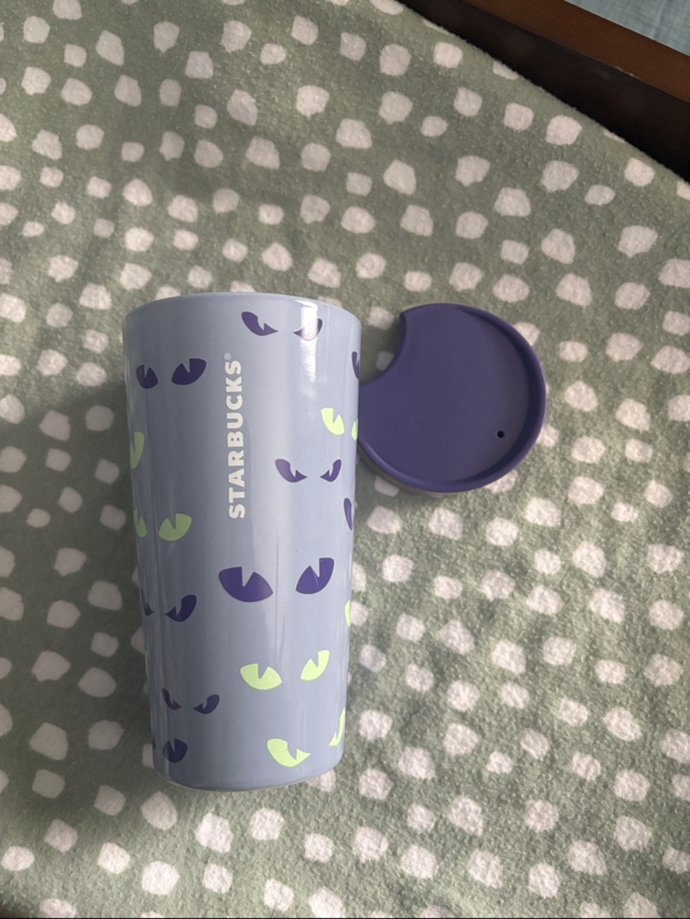 Starbucks Halloweeen Tumbler with Purple Lid and glow in the dark Accents